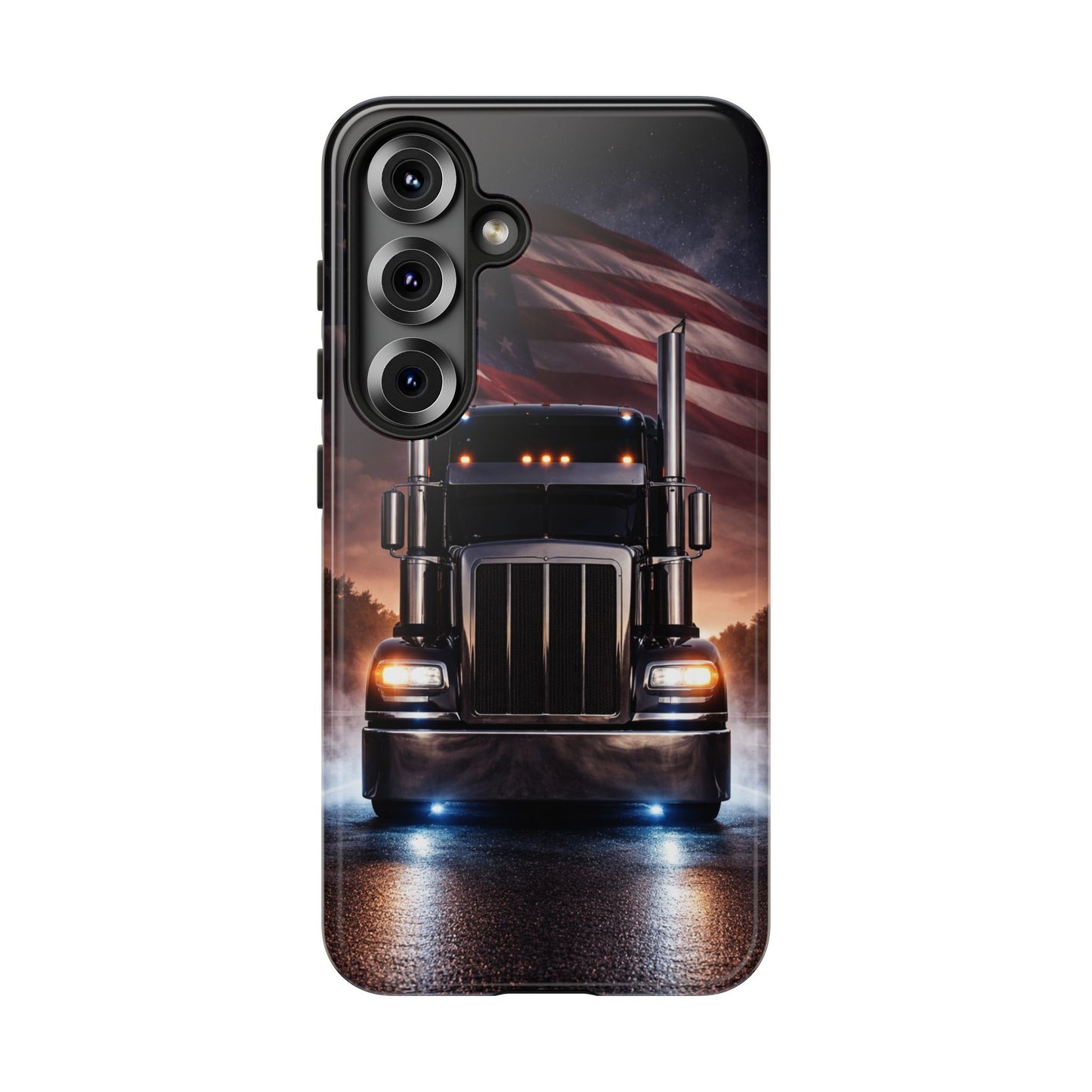 Semi Truck Phone Case American Flag Big Rig Trucker Gift iPhone Samsung