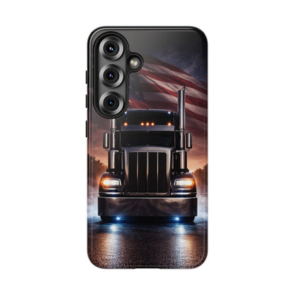 Semi Truck Phone Case American Flag Big Rig Trucker Gift iPhone Samsung
