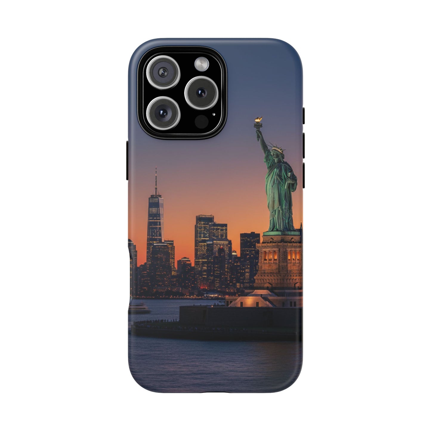 Statue of Liberty Sunset Phone Case – New York City Skyline Travel Aesthetic Tough Case