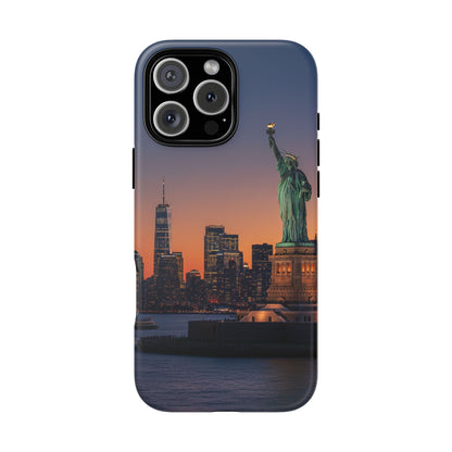 Statue of Liberty Sunset Phone Case – New York City Skyline Travel Aesthetic Tough Case