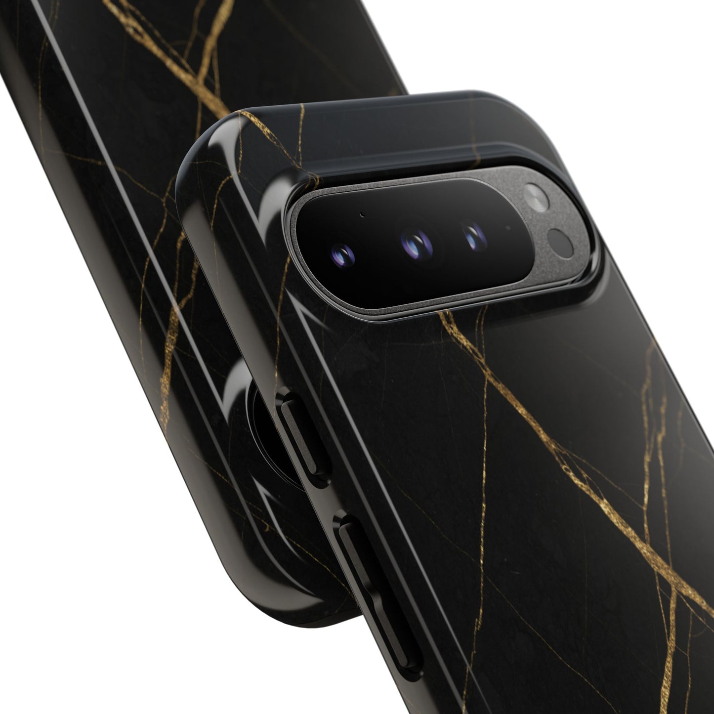 Black Marble Phone Case with Gold Veins – Luxury Minimal Aesthetic Tough Case