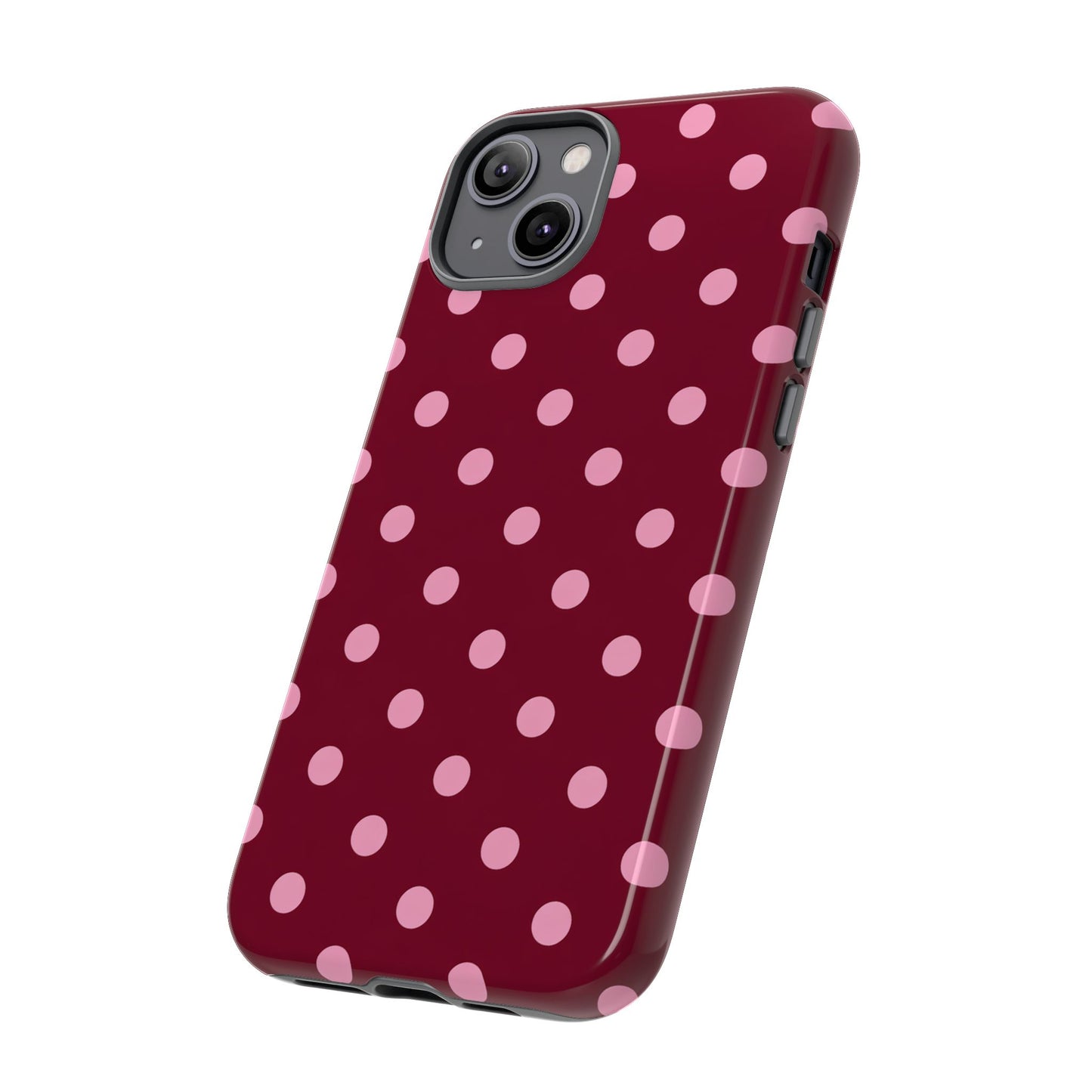 Pink Polka Dot Phone Case – Cute Aesthetic Tough Protective Phone Cover for Iphone, Samsung Galaxy and Pixel