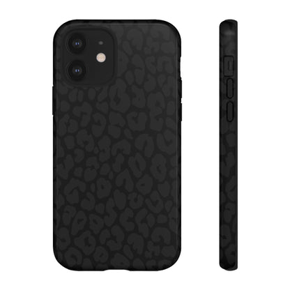 Black Leopard Phone Case | Black on Black Leopard Print Tough iPhone & Samsung Case | Matte or Glossy Protective Cover
