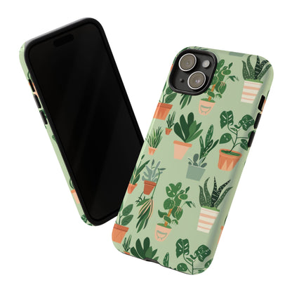 Plant Lover Phone Case | Cute Potted Plants Pattern | Botanical Aesthetic Tough Case