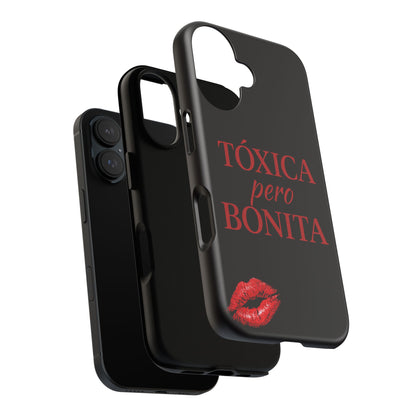 Toxica Pero Bonita Phone Case, Latina Quote Case, Red Lips Aesthetic, Spanish Saying Case, Trendy Tough Cover