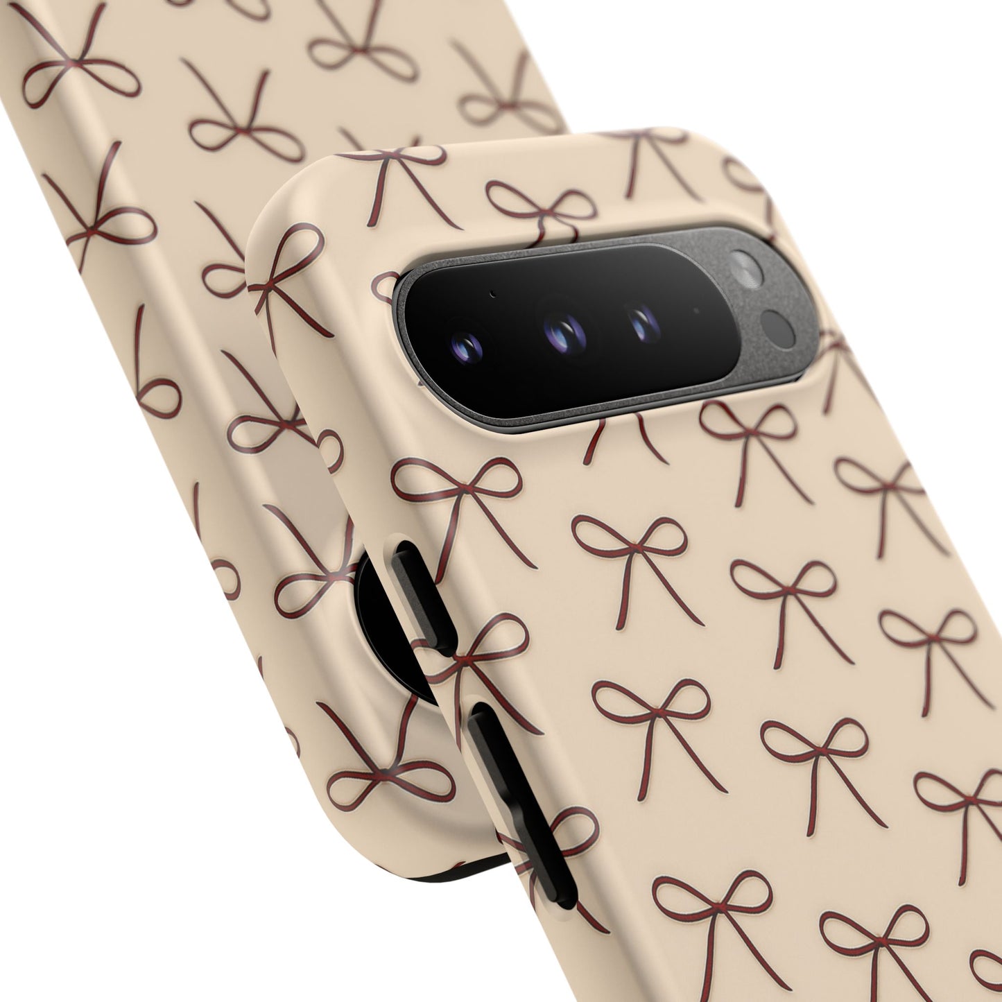 Coquette Bow Phone Case | Neutral Beige Aesthetic iPhone & Samsung Tough Case