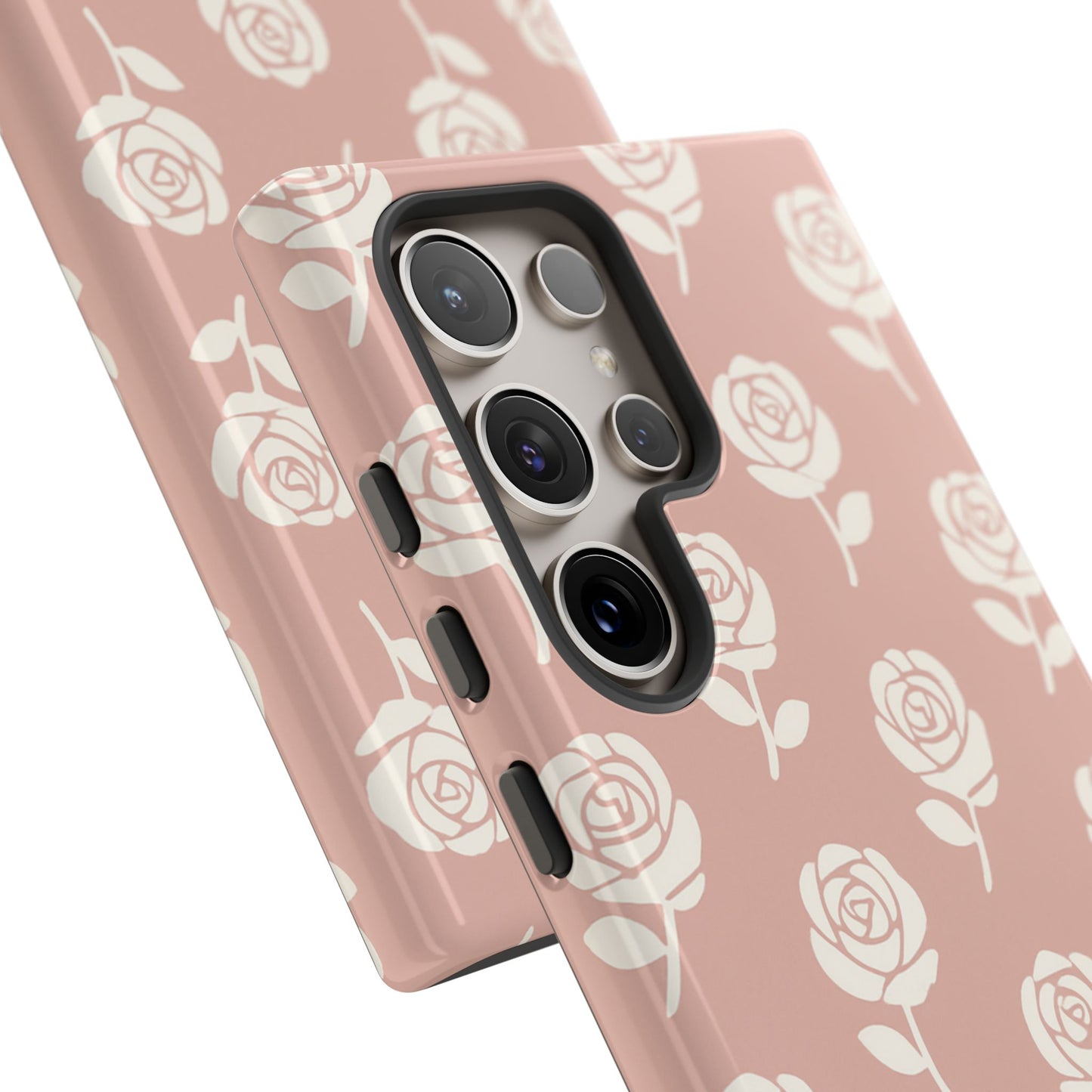 White Rose Pattern Tough Phone Case | Elegant Floral Aesthetic Case for Iphone, Samsung Galaxy and Pixel