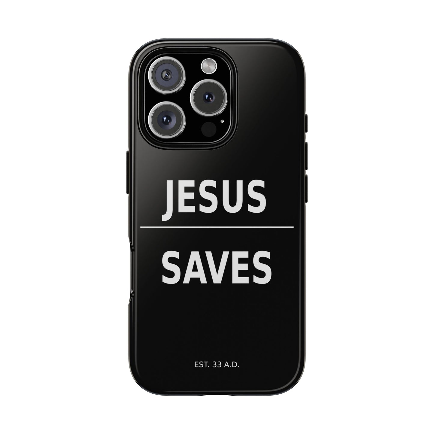 Jesus Saves Phone Case Christian Religious Minimalist Black Tough Cover