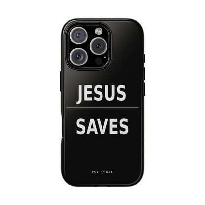 Jesus Saves Phone Case Christian Religious Minimalist Black Tough Cover