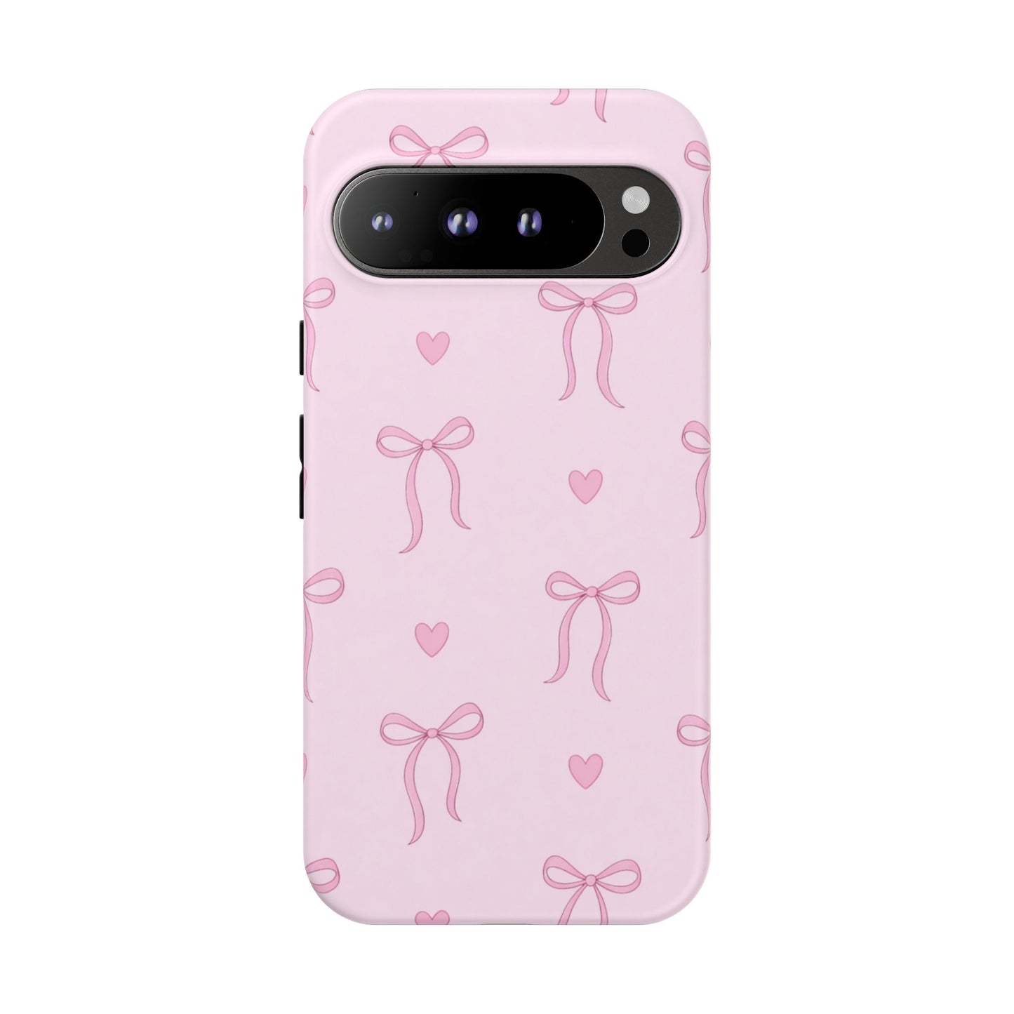 Pink Bow Heart Aesthetic Phone Case – Coquette Cute Tough Cover
