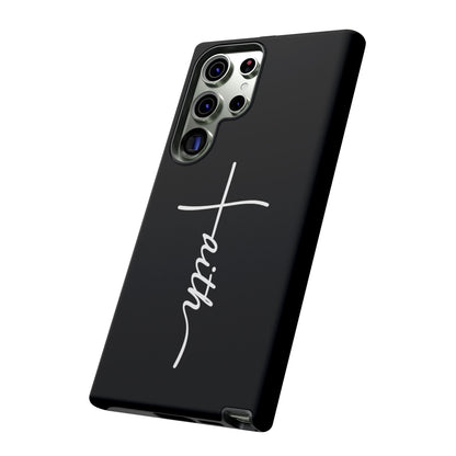 Faith Cross Phone Case, Christian Aesthetic Minimalist Black Matte Case, Religious Gift iPhone Samsung Cover