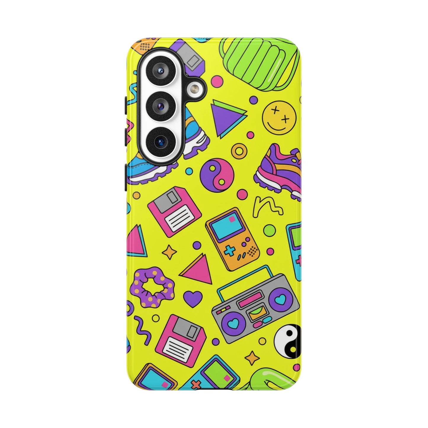 90s Retro Neon Phone Case – Y2K Nostalgia Colorful Icons Tough Protective Case