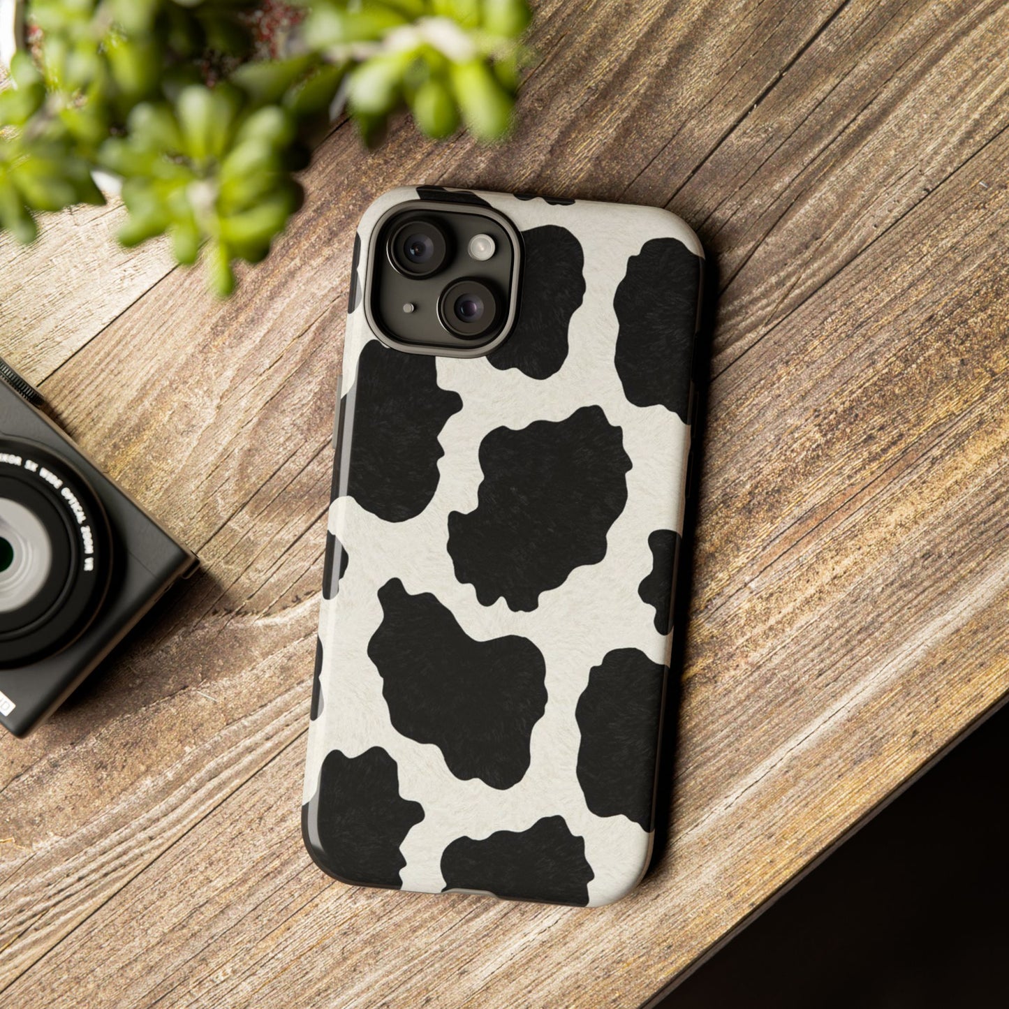 Black & White Cow Print Phone Case | Aesthetic Tough Protective Case