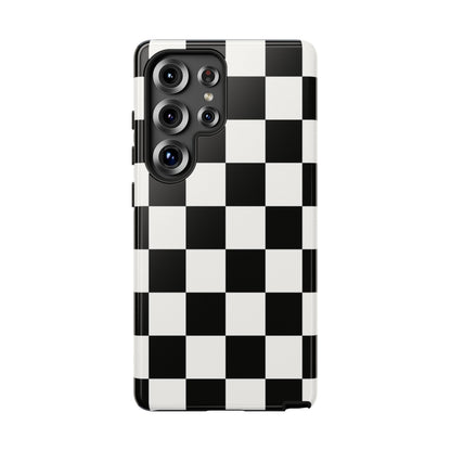 Black & White Checkerboard Phone Case – Classic Aesthetic Tough Protective Case for Iphone, Samsung Galaxy and Pixel