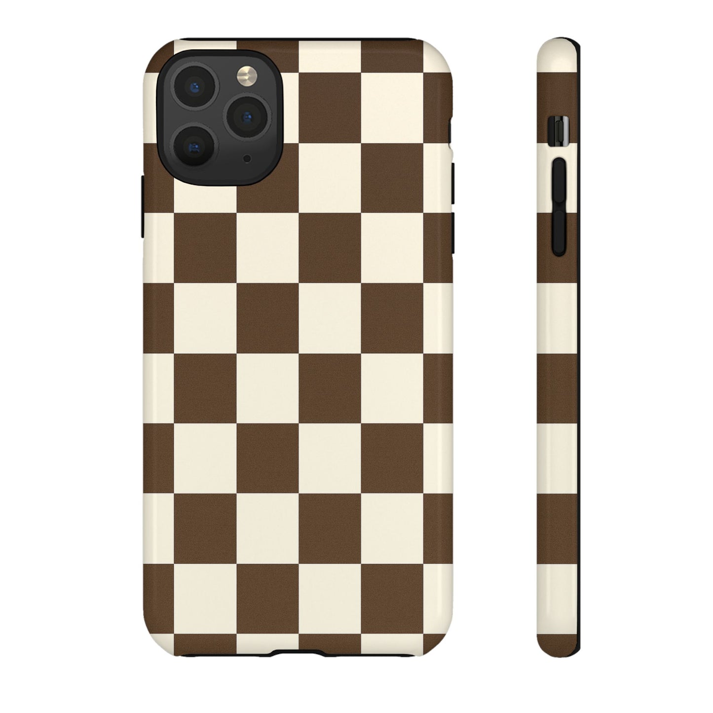 Mocha Checkerboard Phone Case | Neutral Aesthetic Tough Case