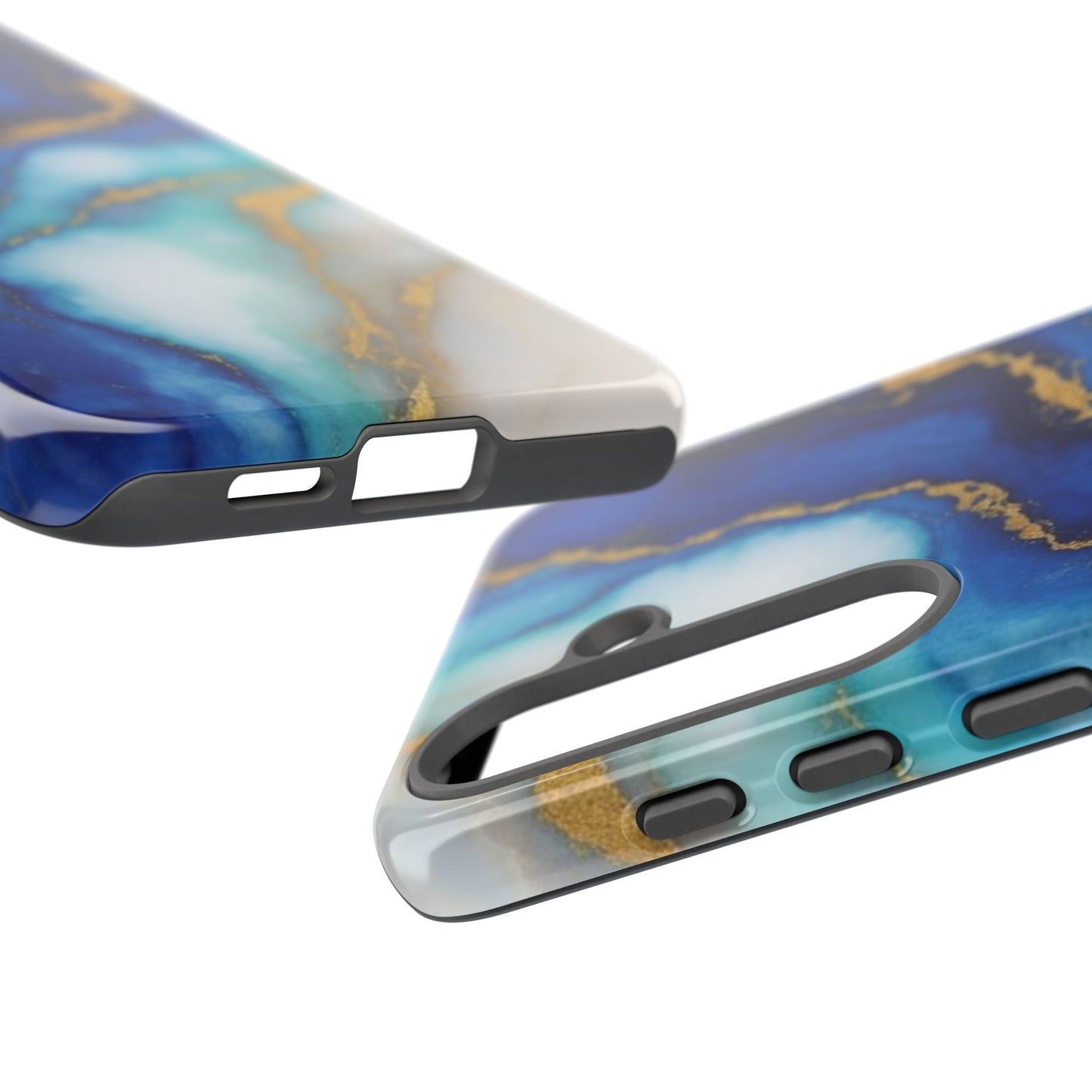 Blue & Gold Marble Phone Case – Luxury Resin Art Tough Case (iPhone, Samsung, Pixel)