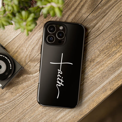 Faith Cross Phone Case, Christian Aesthetic Minimalist Black Matte Case, Religious Gift iPhone Samsung Cover