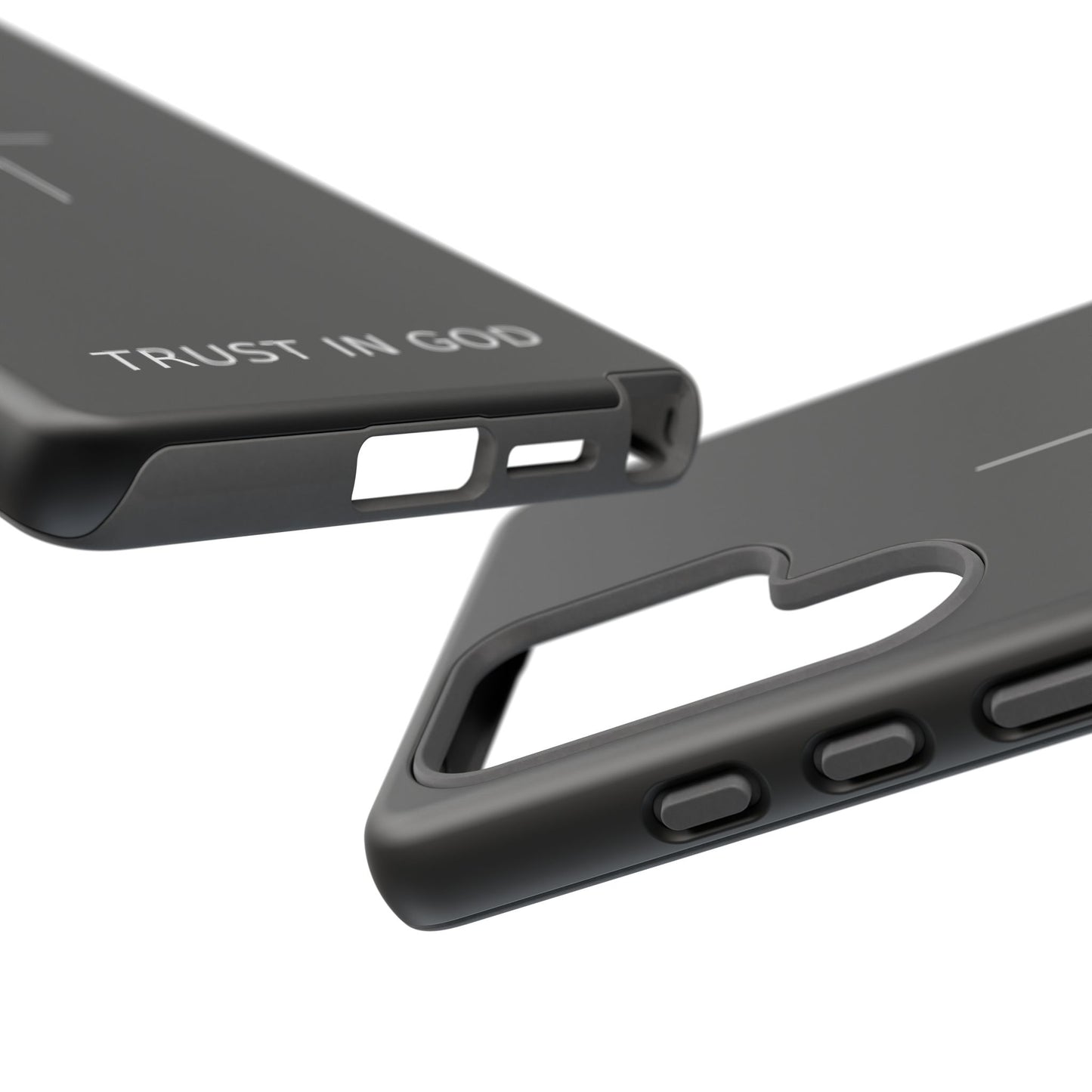 Trust in God Phone Case Minimal Cross Christian Black Tough Cover