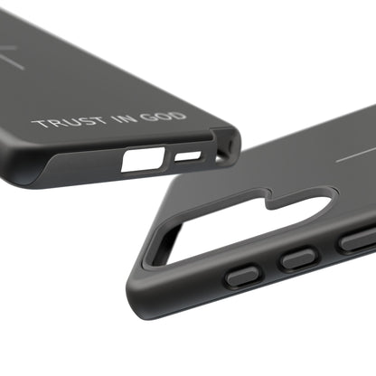 Trust in God Phone Case Minimal Cross Christian Black Tough Cover