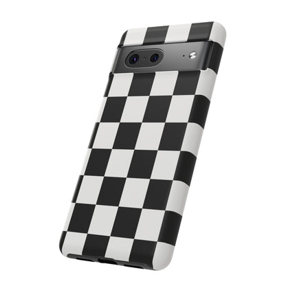 Black & White Checkerboard Phone Case – Classic Aesthetic Tough Protective Case for Iphone, Samsung Galaxy and Pixel
