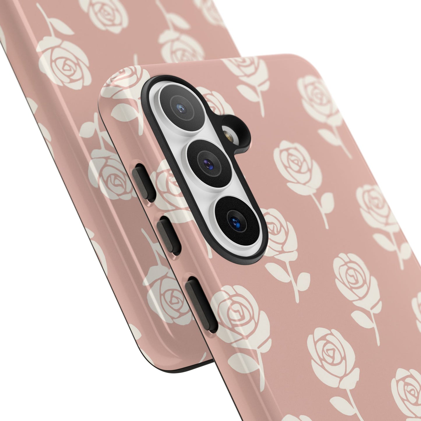 White Rose Pattern Tough Phone Case | Elegant Floral Aesthetic Case for Iphone, Samsung Galaxy and Pixel