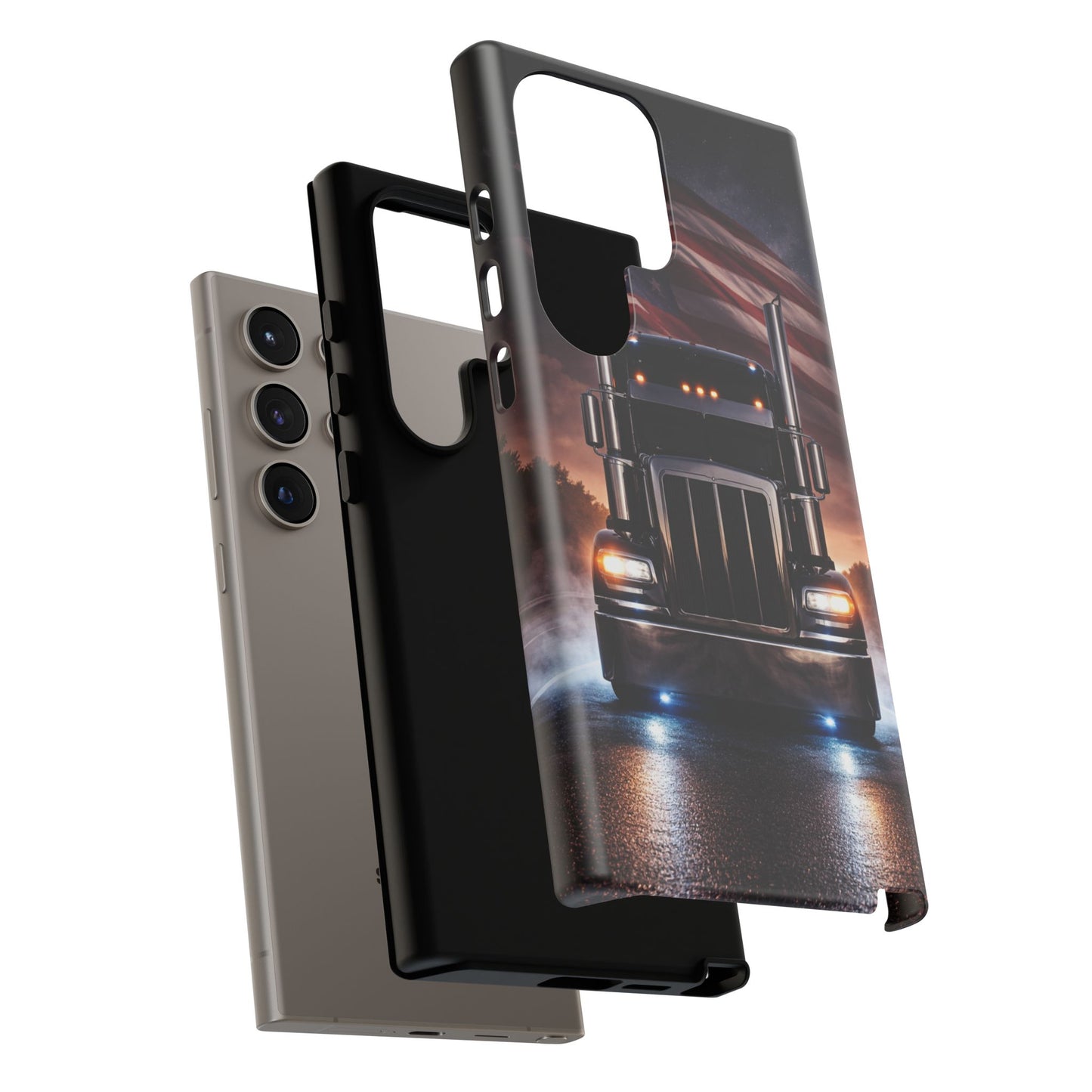 Semi Truck Phone Case American Flag Big Rig Trucker Gift iPhone Samsung