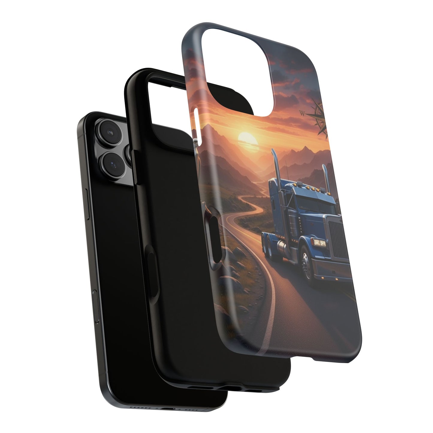 Semi Truck Sunset Phone Case | Trucker Gift | Diesel Truck Highway Road iPhone & Samsung Tough Protective Case