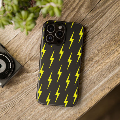 Yellow Lightning Bolt Tough Phone Case | Bold Electric Pattern Case for Iphone, Samsung Galaxy and Pixel