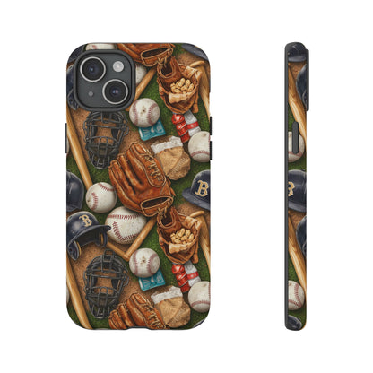 Baseball Gear Collage Phone Case – Vintage Baseball Equipment Sports Tough Case