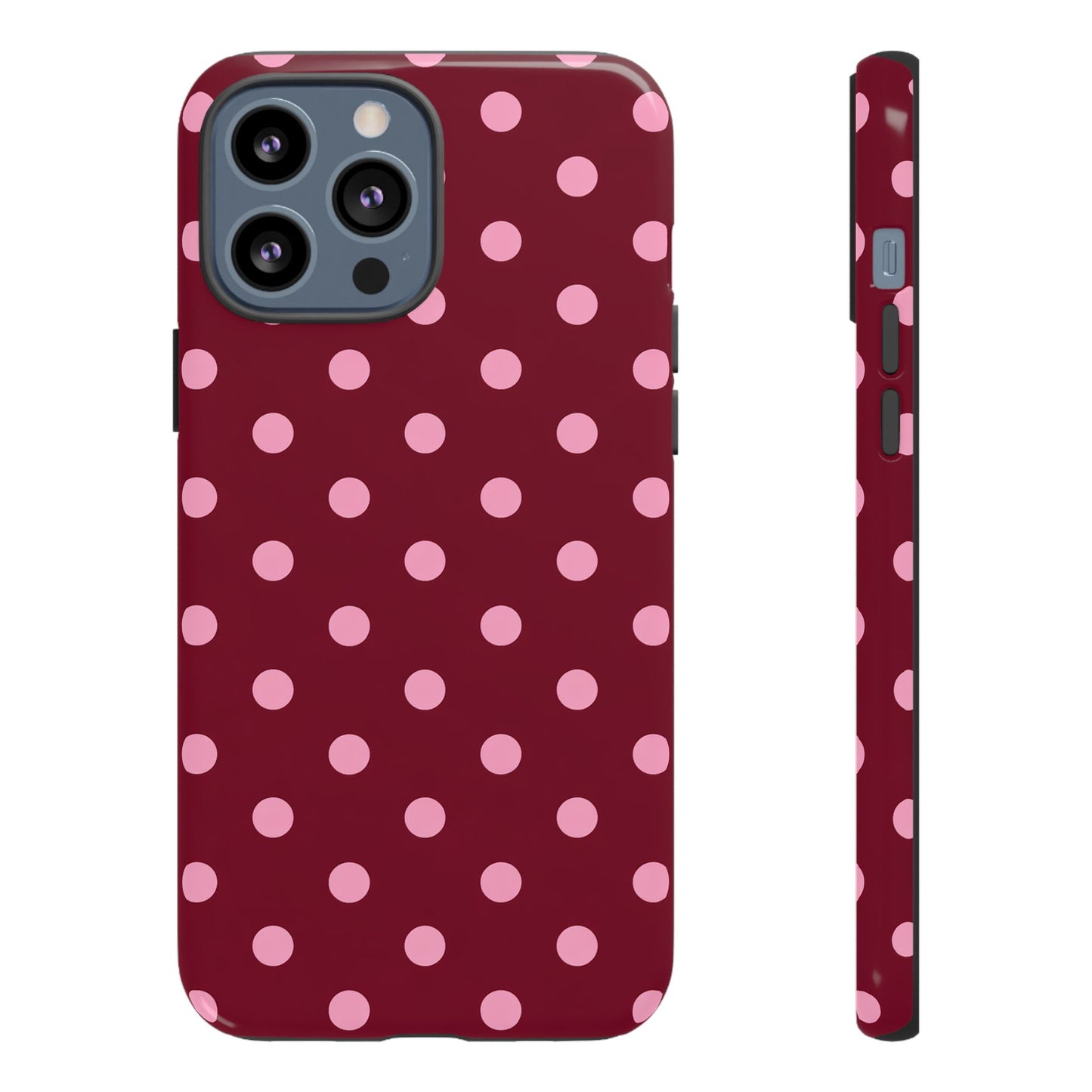 Pink Polka Dot Phone Case – Cute Aesthetic Tough Protective Phone Cover for Iphone, Samsung Galaxy and Pixel