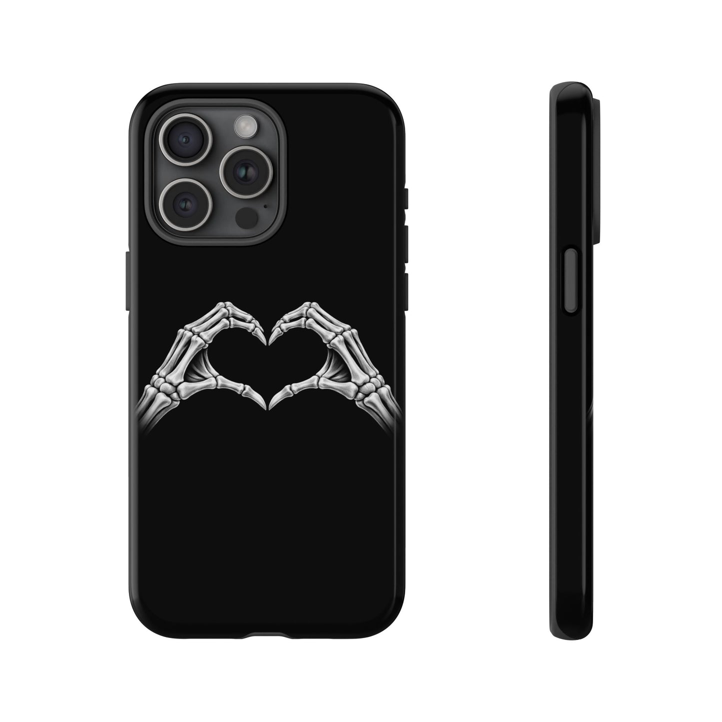 Skeleton Hands Heart Phone Case | Gothic Black Protective Cover