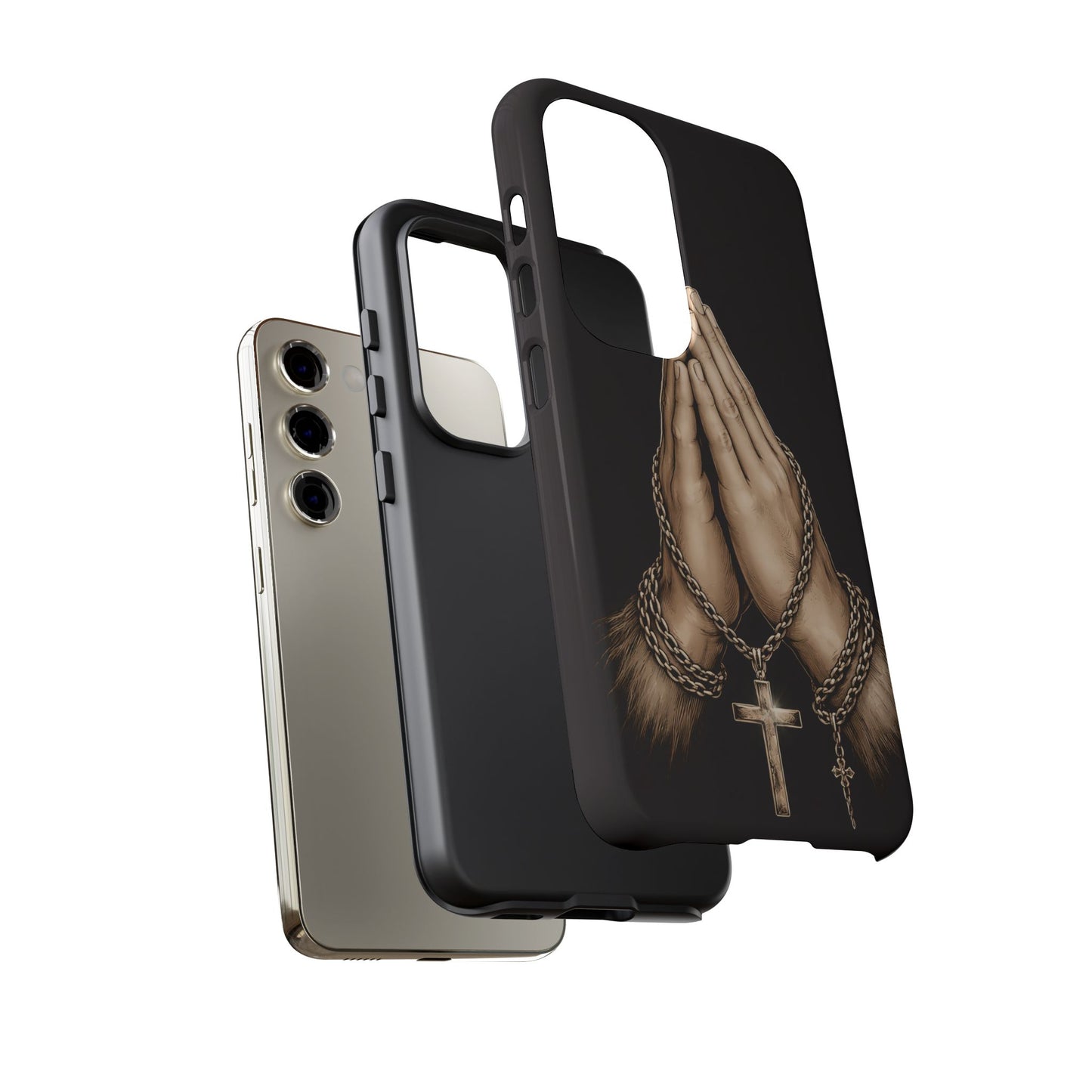 Praying Hands Cross Phone Case – Christian Faith Scripture Cover