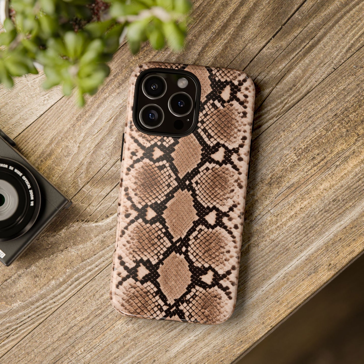 Snake Print Phone Case – Brown Python Pattern Slim Protective Cover for Iphone, Samsung Galaxy and Pixel