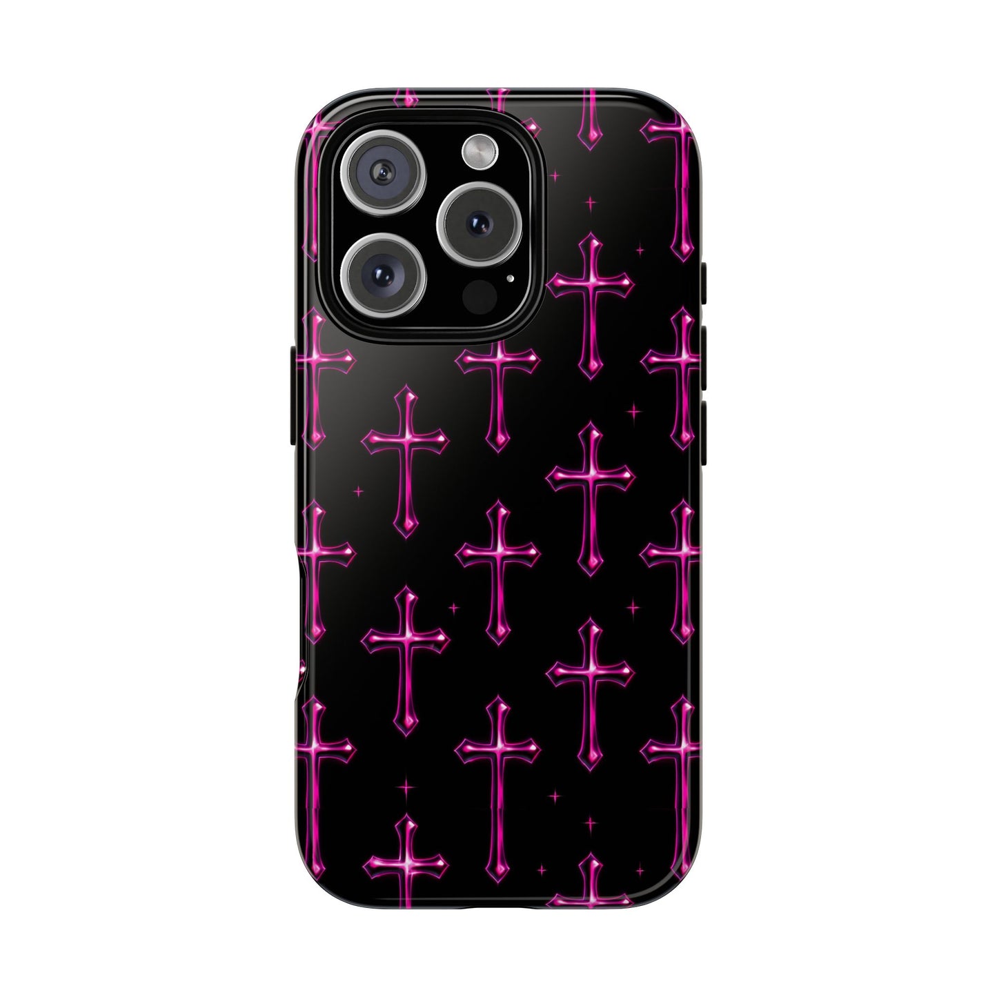 Neon Pink Cross Pattern Phone Case | Tough Protective Case for Iphone, Samsung Galaxy and Pixel