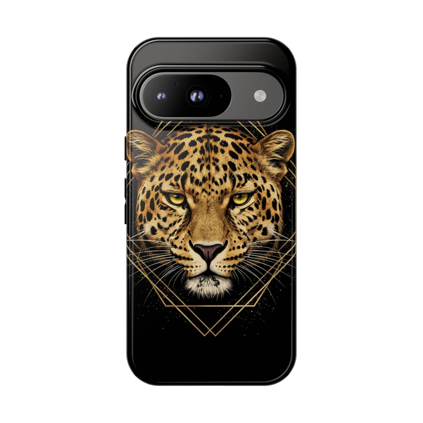 Leopard Phone Case – Black Gold Leopard Head Luxury Animal Tough Case