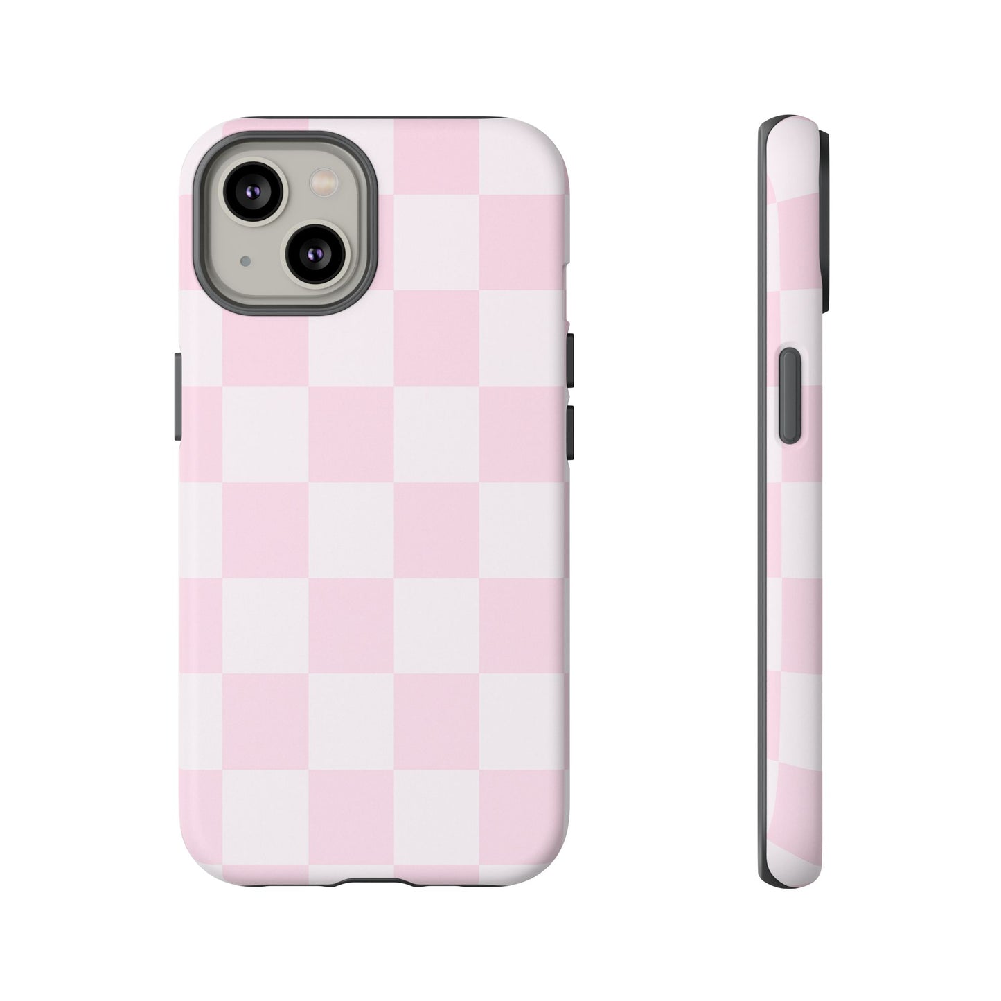 Light Pink Checkerboard Phone Case | Pastel Aesthetic Checkered iPhone & Samsung Tough Case