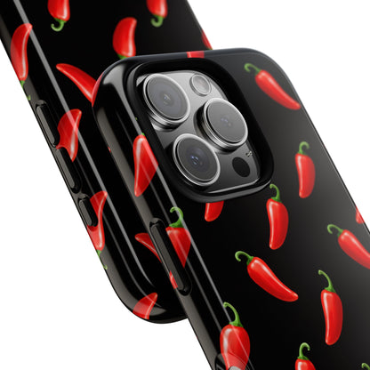 Spicy Chili Pepper Phone Case – Black Cute Hot Pepper Tough Cover for Iphone, Samsung Galaxy and Pixel