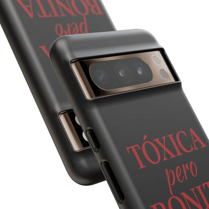 Toxica Pero Bonita Phone Case, Latina Quote Case, Red Lips Aesthetic, Spanish Saying Case, Trendy Tough Cover