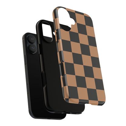 Brown Checkerboard Phone Case | Aesthetic Tough Protective Case