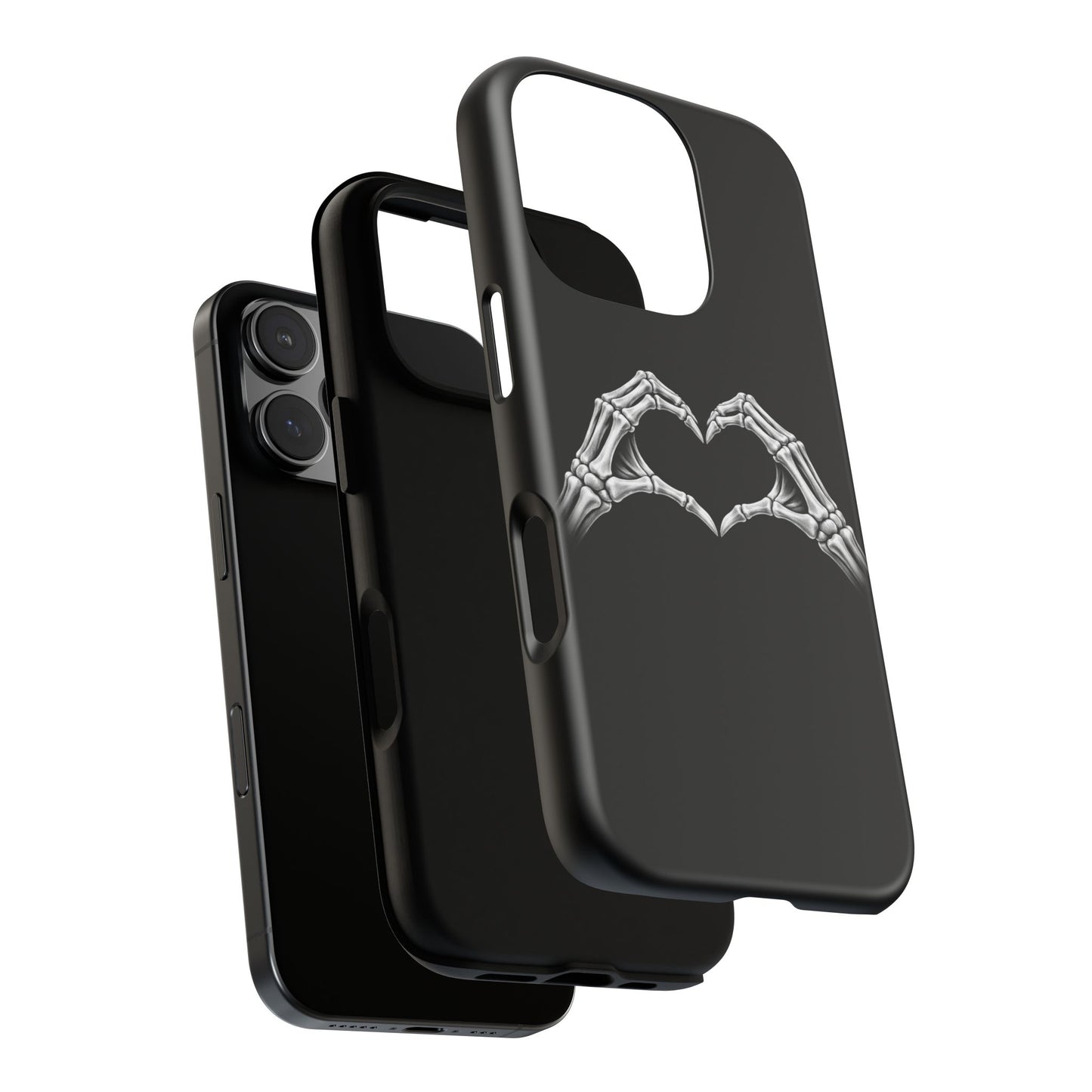 Skeleton Hands Heart Phone Case | Gothic Black Protective Cover