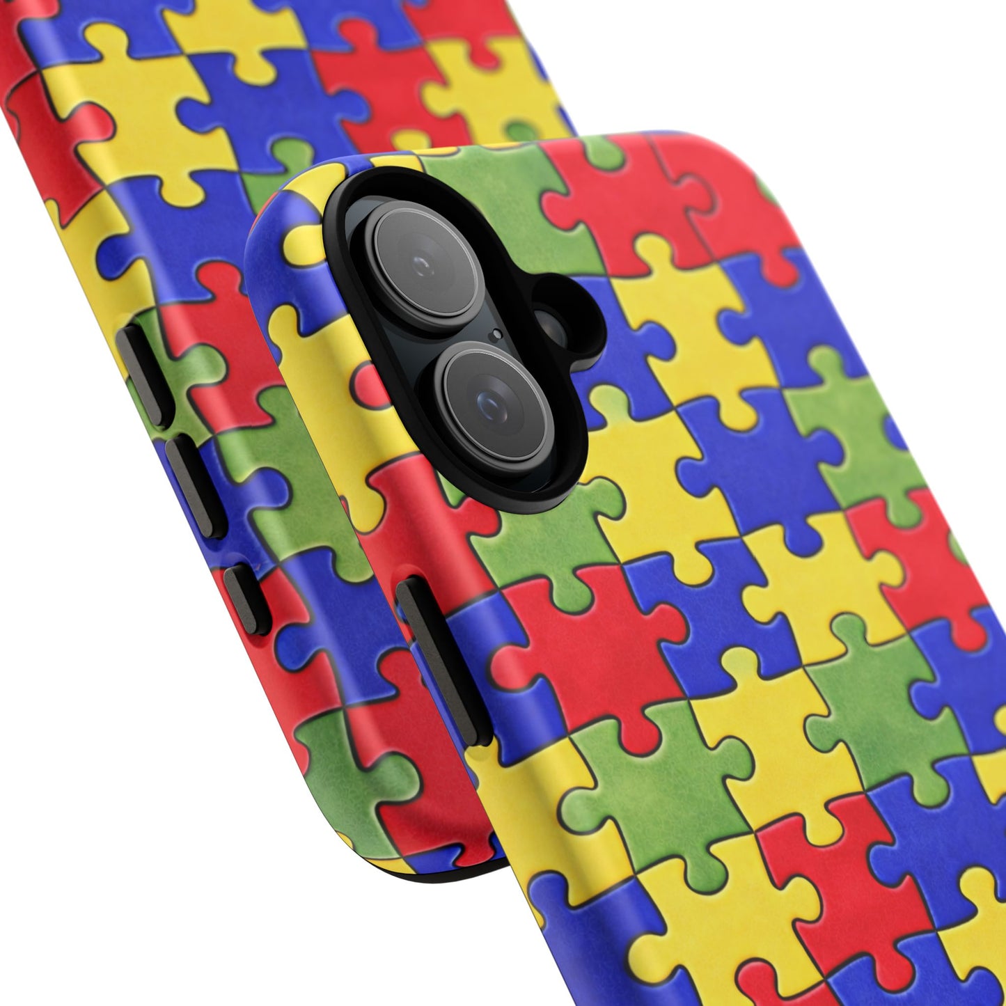 Colorful Puzzle Phone Case, Autism Awareness Jigsaw Design, Tough Protective Case, iPhone & Samsung Case, Vibrant Puzzle Pattern
