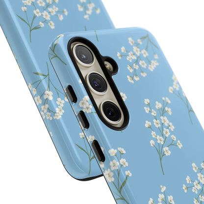 Baby’s Breath Floral Phone Case – Blue Minimal Flower Aesthetic Tough Case