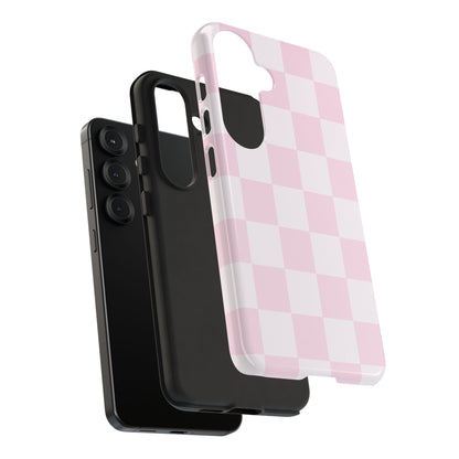 Light Pink Checkerboard Phone Case | Pastel Aesthetic Checkered iPhone & Samsung Tough Case