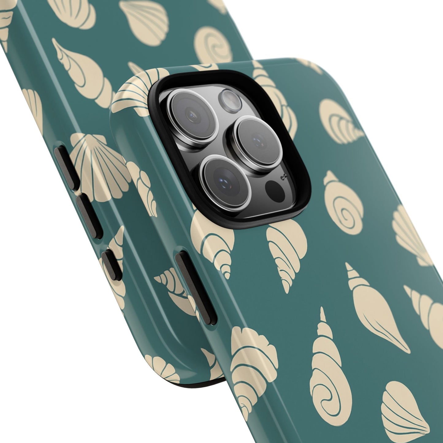 Seashell Pattern Phone Case | Teal Coastal Shells Tough Case for Iphone, Samsung Galaxy and Pixel