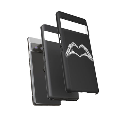 Skeleton Hands Heart Phone Case | Gothic Black Protective Cover