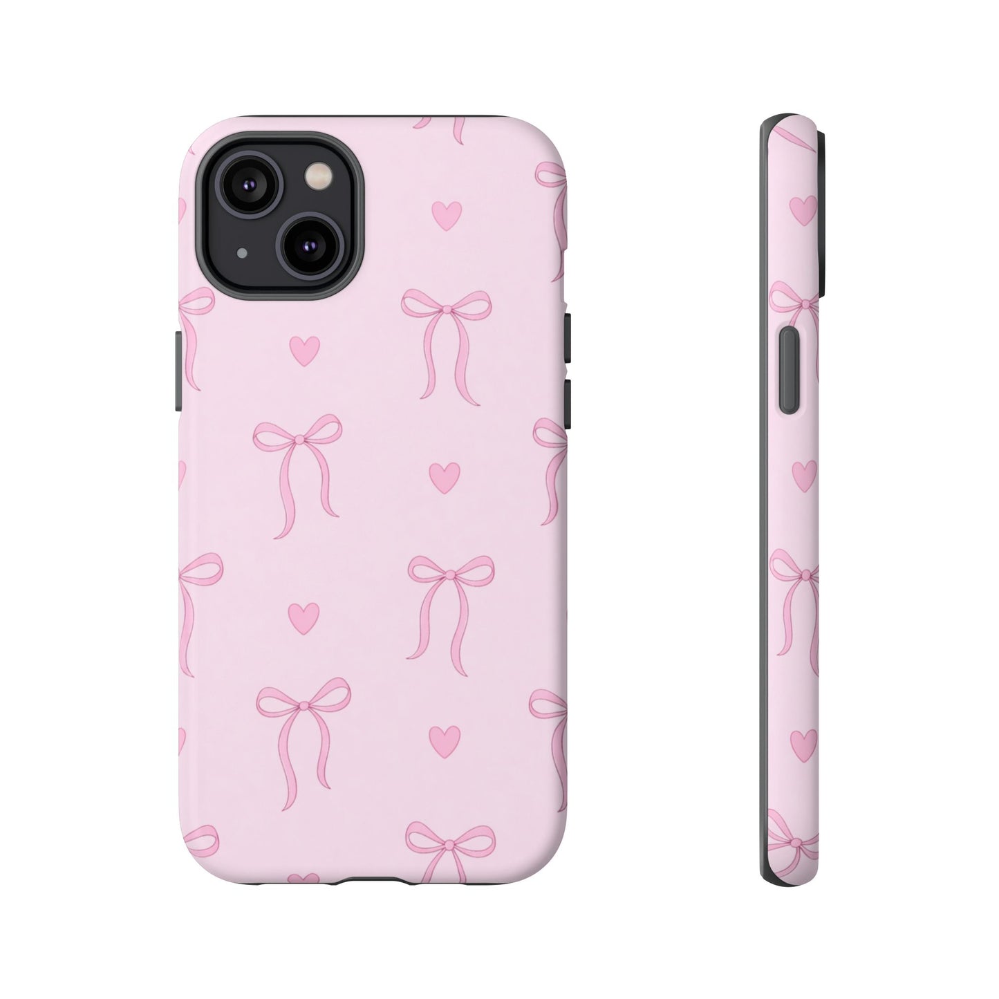 Pink Bow Heart Aesthetic Phone Case – Coquette Cute Tough Cover