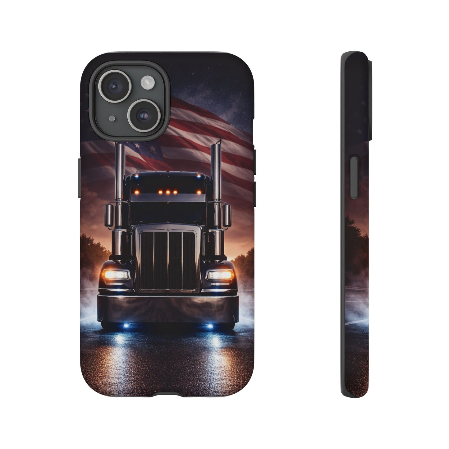 Semi Truck Phone Case American Flag Big Rig Trucker Gift iPhone Samsung