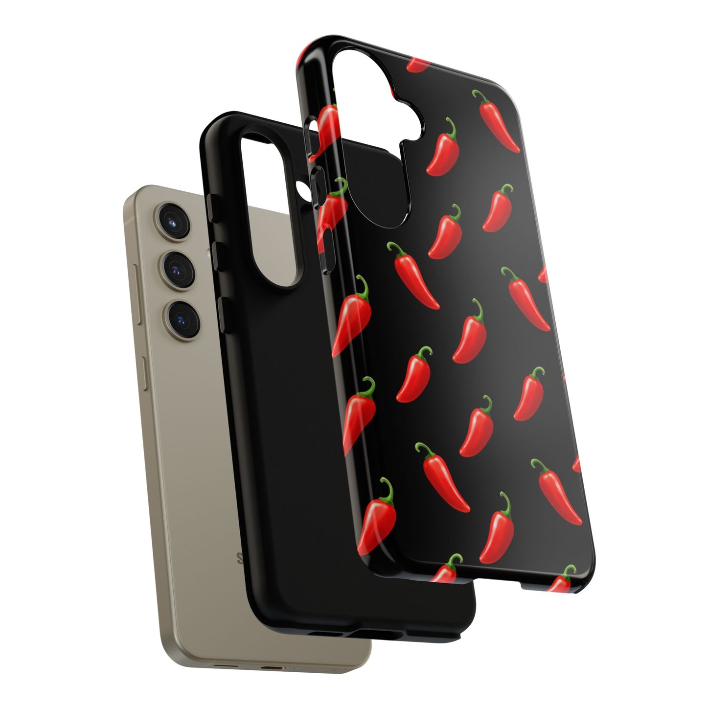 Spicy Chili Pepper Phone Case – Black Cute Hot Pepper Tough Cover for Iphone, Samsung Galaxy and Pixel
