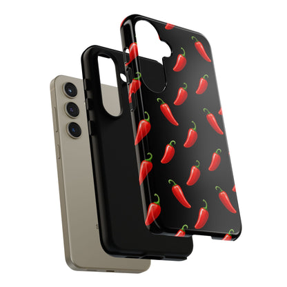 Spicy Chili Pepper Phone Case – Black Cute Hot Pepper Tough Cover for Iphone, Samsung Galaxy and Pixel