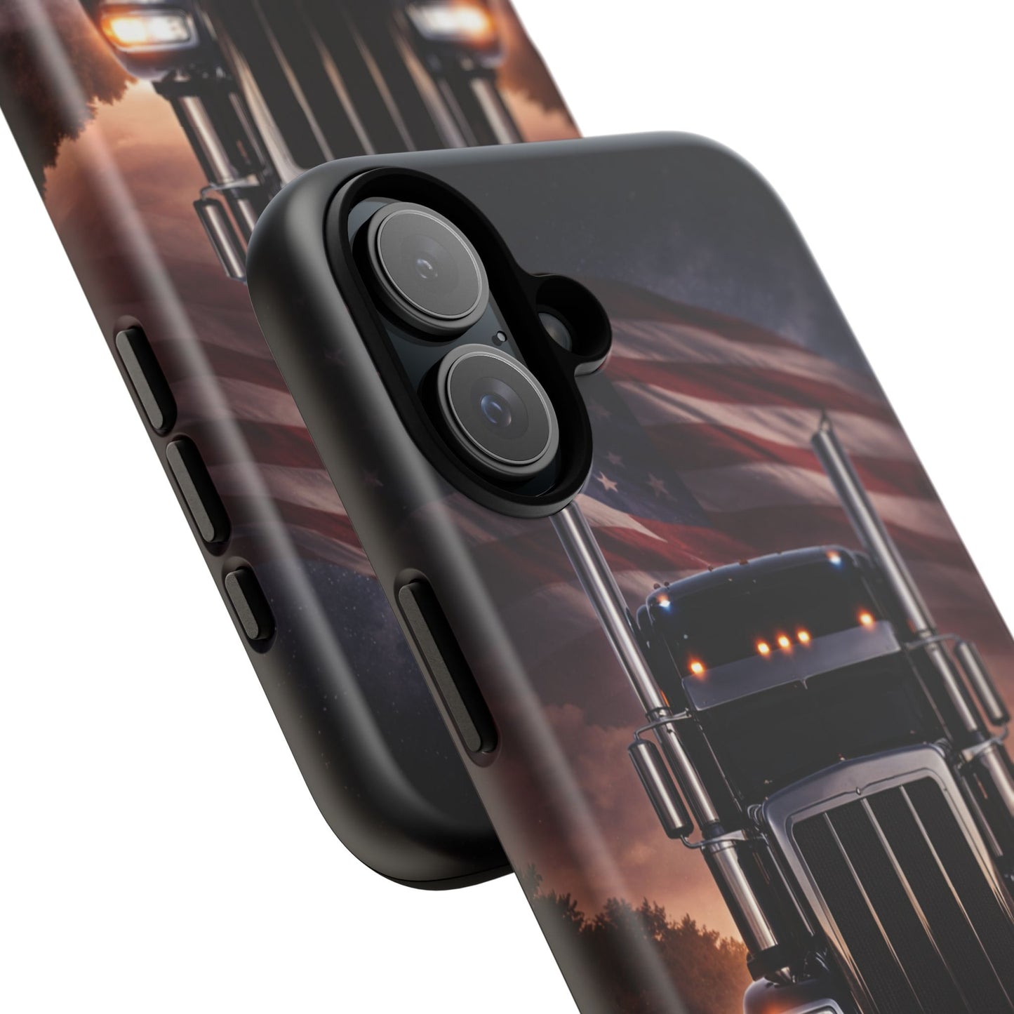 Semi Truck Phone Case American Flag Big Rig Trucker Gift iPhone Samsung